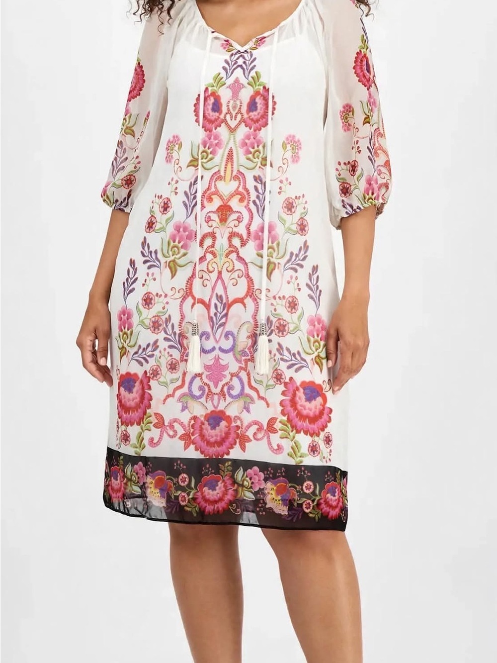 Sandra Darren Women's Floral Dress Size 14 Short Sleeve Pink Color